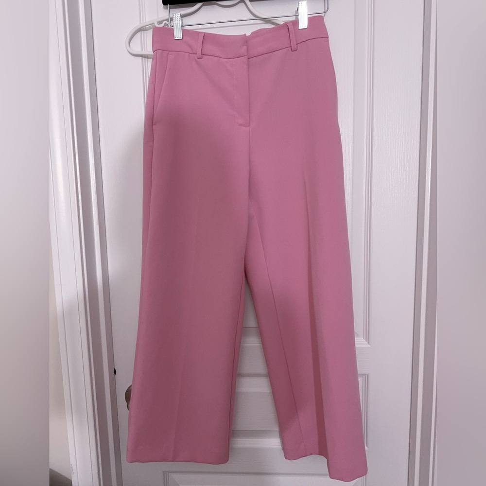 Joie pink high waisted rise cropped dress wide leg pants 2 petite